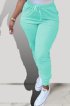 Green Pure Color Pocket Sport Casual Long Pants KXL843-3