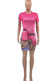 Gradient Pink Short Sleeve Casual Mini Dress PY802-3