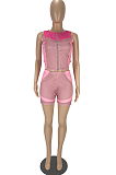 Pink Euramerican Casual Vest Shorts Sports Sets LL6325-1
