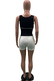 Black Vest White Spliced Shorts Fashion Two Piece SXS6058-1