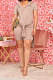 Khaki Pure Color Fashion Short Sleeve Shorts Sets YZ2473-2