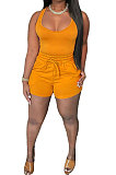 Yellow Sexy Vest Shorts Stakerope Casual Shorts Sets SFM0274-3