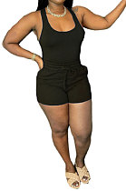 Black Sexy Vest Shorts Stakerope Casual Shorts Sets SFM0274-6