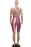 Colorful Stripe Stretch Print Bind Sports Sexy Jumpsuits CCY8435