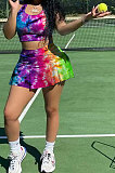 Fashion Casual Sexy Tie Dye Cultivate One's Morality Sport Vest Pantskirt Two-Pieces YFS3708