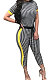 Black Women Printing Broken Flower Spliced Bodycon Jumpsuits PY811-2