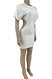 White Casual Hole Zipper Backless Mini Dress CYY00013-1