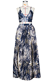 Blue Sexy Sling Vest Print Simple Giant Swing Heach Skirts Sets ZS0384-2