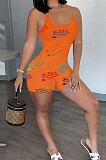 Casual Women Trendy Printing Vest Romper Shorts YFS10002