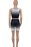 Black Gradient Vest Pocket Sports Casual Sets CYY00016-1