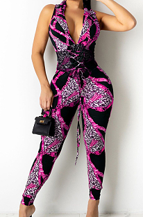 Pink Euramerican Fashion Chain Knotted Strap Bodycon Jumpsuits ZS0394-3