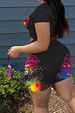Black Women Sexy Fashion Printing Casual Shorts Sets YBS6695-3