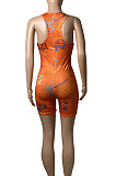 Casual Women Trendy Printing Vest Romper Shorts YFS10002