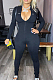 Black Embroidered Slim-Fit Carry Buttock Sports Jumpsuits SX0004-3