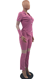 Purple Fashion Business Suit Spliced Organza Two Piece OEP6292-3