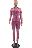Purple Fashion Business Suit Spliced Organza Two Piece OEP6292-3