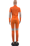 Orange Fashion Business Suit Spliced Organza Two Piece OEP6292-1