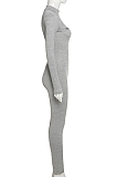 Grey Embroidered Slim-Fit Carry Buttock Sports Jumpsuits SX0004-2