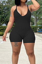 Black Summer Sexy Sling Pit Bar Romper Shorts MLL172-3