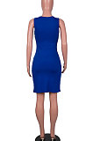 Blue Sexy Sleeveless Hollow Out Mini Dress MA6717-4