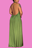 Army Green Fashion Sleeveless Backless Casual Wide Leg Jumpsuits MMS8044-5