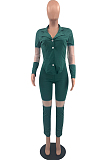 Green Fashion Business Suit Spliced Organza Two Piece OEP6292-2