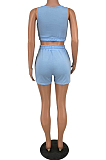 Blue Euramerican V Neck Vest Shorts Sports Sets HY5231-1