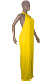 Yellow Fashion Sleeveless Backless Casual Wide Leg Jumpsuits MMS8044-1