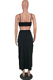 Black Sexy Cute Sling Vest Open Fork Long Skirts Two Piece HY5232-1