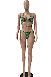 Green Sexy Print Bikini+Hollow Out Skirts Swimsuits Three Piece TRS1161-1