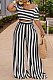 Black Euramerican Fashion Midriff Stripe Wide Legged Pants Two Piece X9310-2