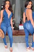 Blue Euramerican Jeans Slim Fit Halter Neck Jumpsuits JLX6059