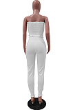 White Fashion Sexy Pure Color Boot Tube Top Long Pants Two Piece TRS1163-1