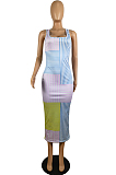 Colorful Summer Fashion Stripe Print Vest Bodycon Dress E8604