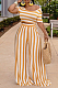 Orange Euramerican Fashion Midriff Stripe Wide Legged Pants Two Piece X9310-1