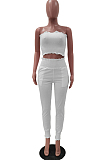White Fashion Sexy Pure Color Boot Tube Top Long Pants Two Piece TRS1163-1
