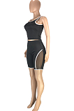 Black Fashion Casual Net Yarn Splied Brace Perspective Vest Shorts Two Piece SM9190-3