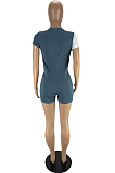 Grey Blue Euramerican Sexy Spliced Hollow Out Bodycon Jumpsuits LYY9307-2