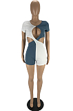 Grey Blue Euramerican Sexy Spliced Hollow Out Bodycon Jumpsuits LYY9307-2