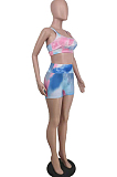 Blue Summer Casual Sexy Sling Shorts Two Piece AMX6036