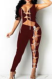 Wine Red Sexy Sleeveless Bind Tank Bodycon Jumpsuits HG129-3