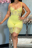 Yellow Euramerican Corset Cartilage Sling Lace Fashion Sexy Romper Shorts QZ5250-3
