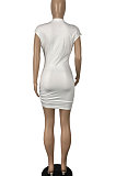 White Euramerican Deep V Neck Kimono Sleeve Package Buttocks Mini Dress CY1340-1