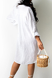 White Fashion Casual Shirt Dress Does Not Contain The Belt BS1275-1