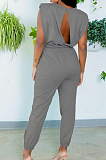 Silver Grey Fashion Sports Backless Sleeveless Long Pants Two Piece JC7052