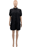 Black Euramerican Fashion Loose Casual Shirt Dress JC7057-1