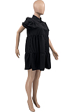 Black Euramerican Fashion Loose Casual Shirt Dress JC7057-1