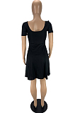 Black Sexy Casual U Neck Shorts A-Line Dress LYY9311-1