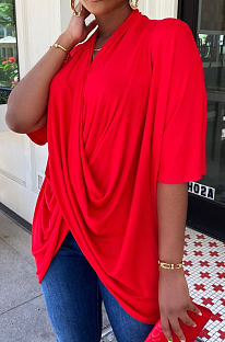 Red Fashion Personality Prue Color Loose T-Shirts JC7058-3