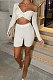 Rice White Sexy Pit Bar Off Shoulder Shorts Sets PY815-3